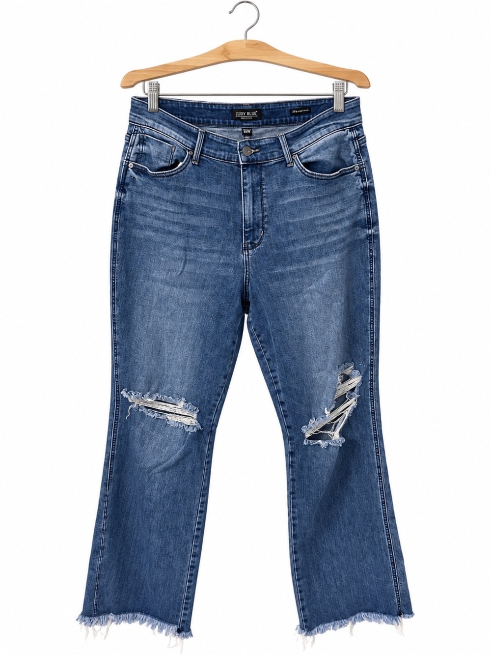 Judy Blue Distressed Straight Leg Jeans Women’s 14W Raw Hem